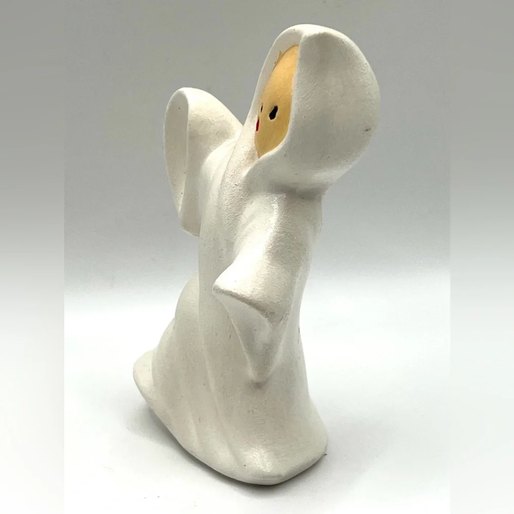 Handmade Ceramic Pottery Mold Halloween White Ghost Spooky Face 4.5 in Height - Picture 6 of 7